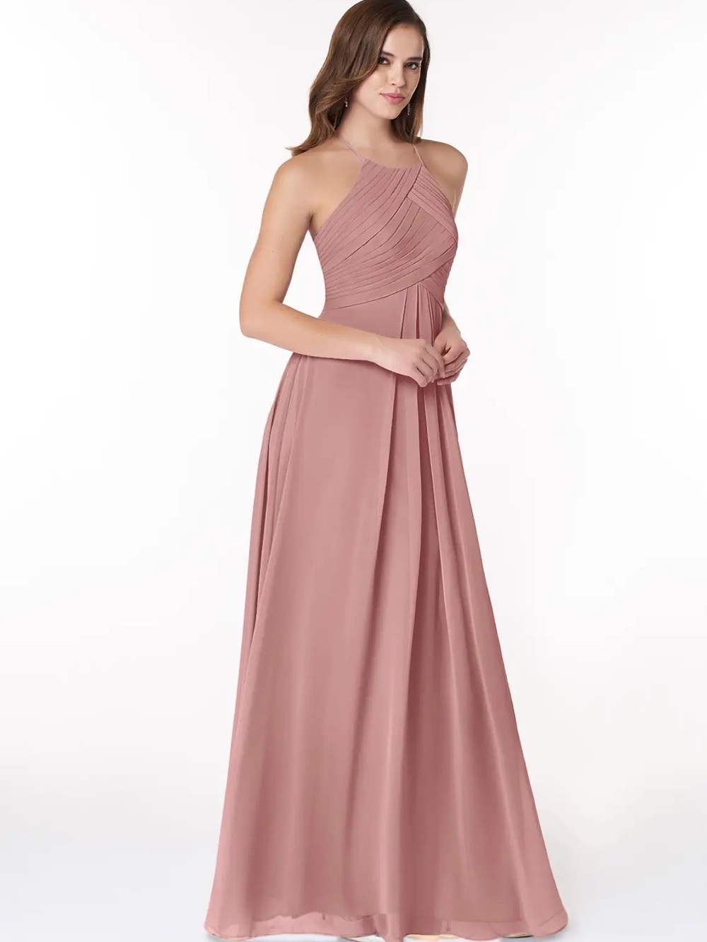 Azazie Rosewood Halter Chiffon Maxi Dress NWT Size 0 Bridesmaid